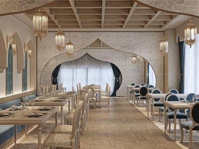 Comedor elegante con sillas cómodas, grandes ventanas y lámparas decorativas en la pared.