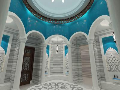 Nowoczesny elegancki korytarz z wysokim sklepieniem i miejscem do siedzenia w centrum handlowym