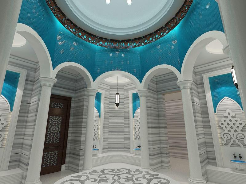 Nowoczesny elegancki korytarz z wysokim sklepieniem i miejscem do siedzenia w centrum handlowym