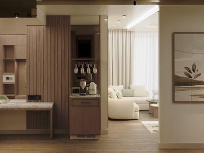 Suite de hotel lujosa con escritorio, armario y dormitorio contiguo.