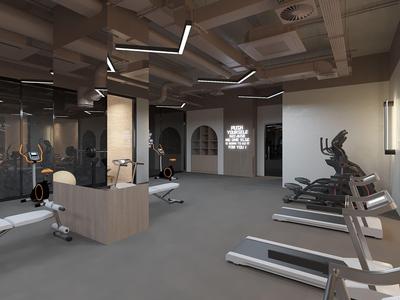 Nowoczesna siłownia z bieżniami i maszynami na siłowni w hotelu.