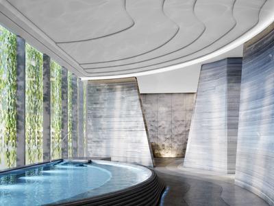 Barman připravující drinky ve stylovém baru s fialovým osvětlením.