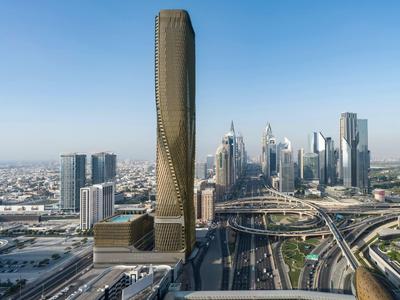 Modern skyscrapers and highways in a sunny cityscape