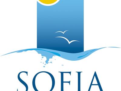 Logo z słońcem, falami morskimi i ptakami dla Hotelu Sofia