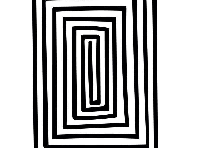 Schwarzes labyrinthartiges Rechteck mit einer Palme darüber, darunter Text "AMIRANDES A RESORT TO LIVE".