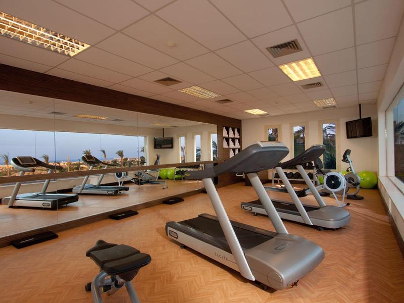 Modern gym with treadmills, exercise bike, large mirrors, and a big window with an outdoor view.