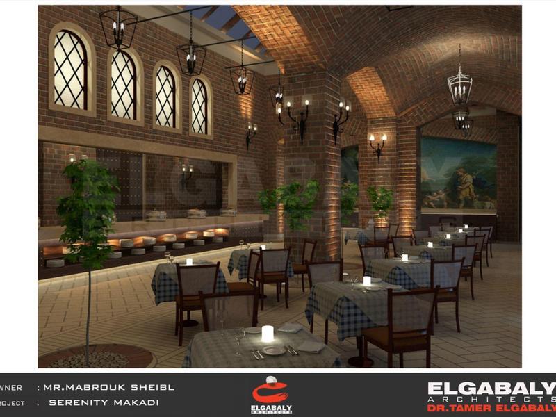 Elegant restaurant with brick walls, large windows, and tables set with checkered cloths.