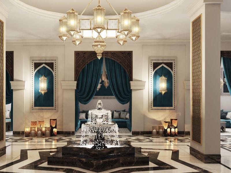 Buffet with various fresh salads and ingredients in white bowls behind glass.