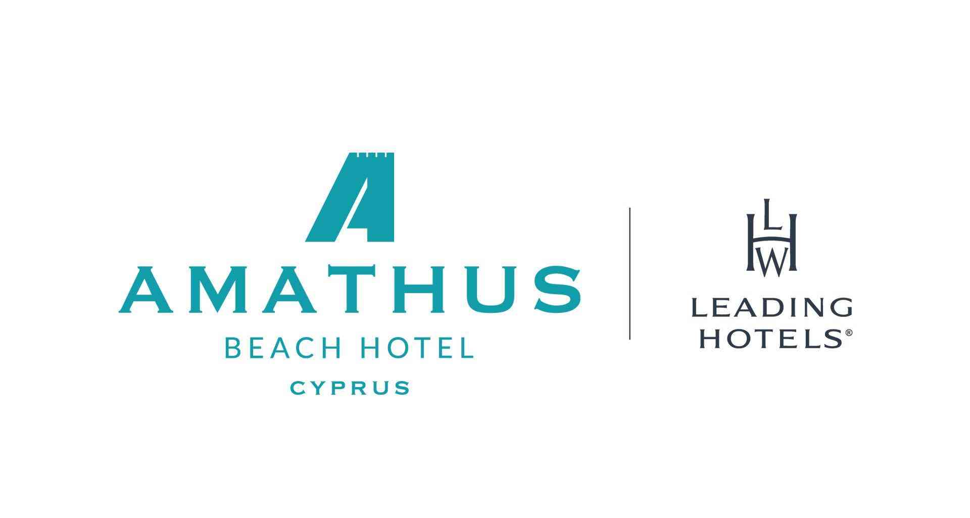 Logo des Amathus Beach Hotels auf Zypern mit Leading Hotels Emblem.