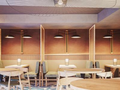 Moderner Hotel-Loungebereich mit Sitznischen, Holztischen und bequemen Sesseln in warmen Farben.