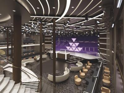 Moderner Hotel-Loungebereich mit modernem Beleuchtungskonzept und geschwungenen Sitzgelegenheiten