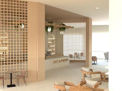 Moderne hotelkamer met minimalistisch interieur en lichte houten meubels.