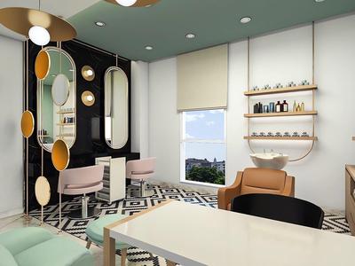 Modern, bright living space with large windows, stylish furniture, and decorative mirrors.